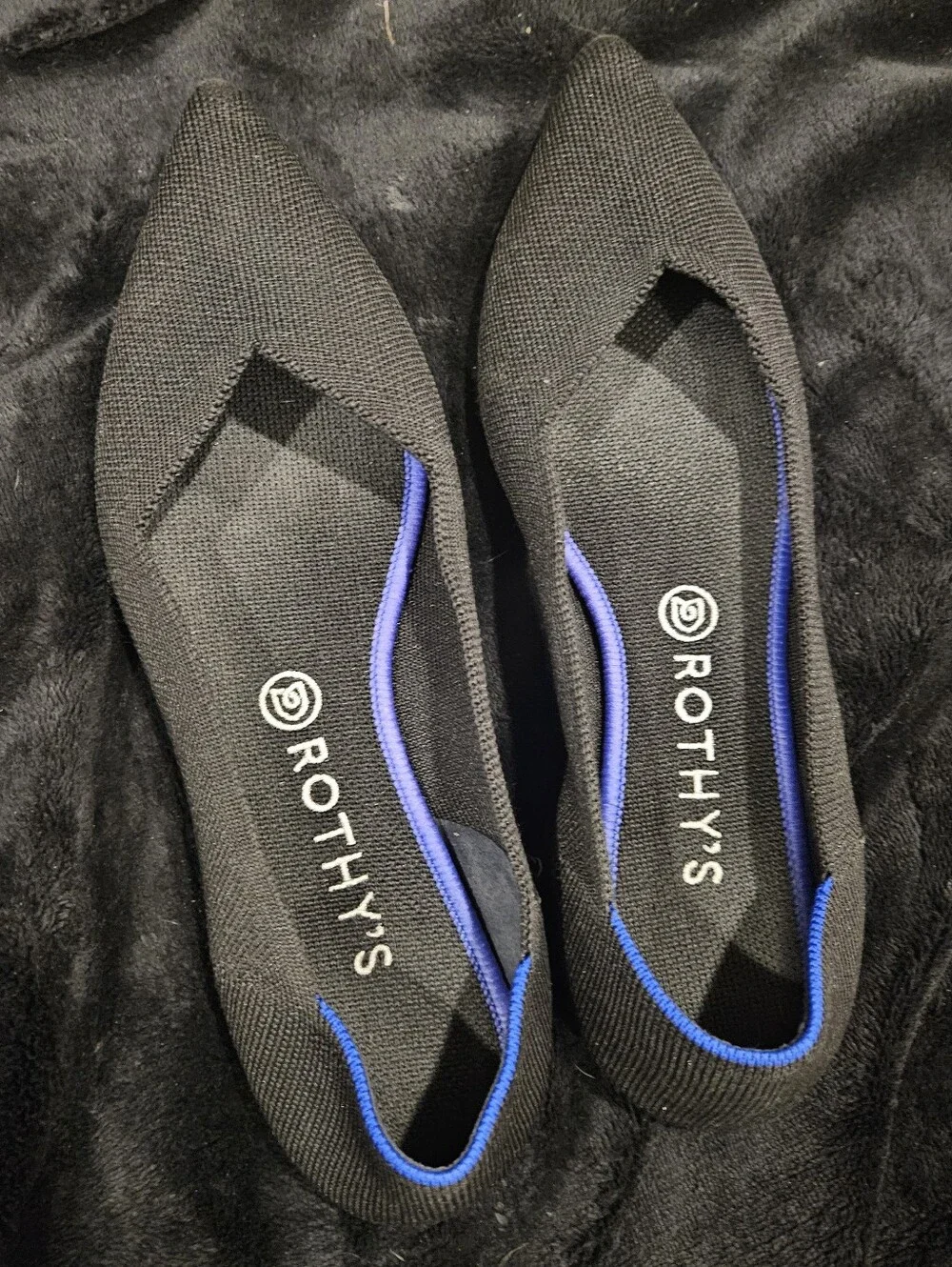 Rothy's The Point Black Knit Flat Shoes Size 10.5 (EU 41.5)